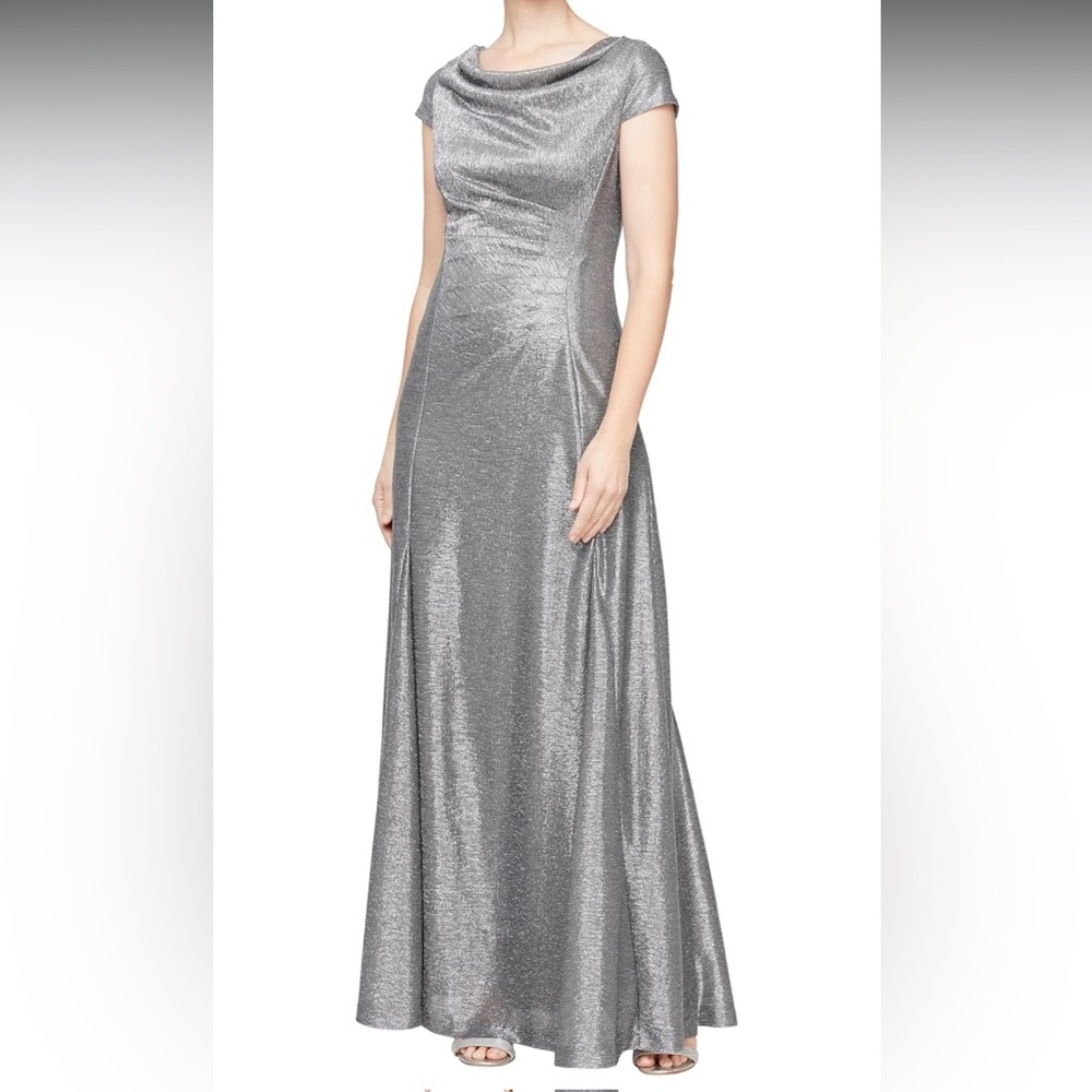 Alex Evenings Silver Formal Gown